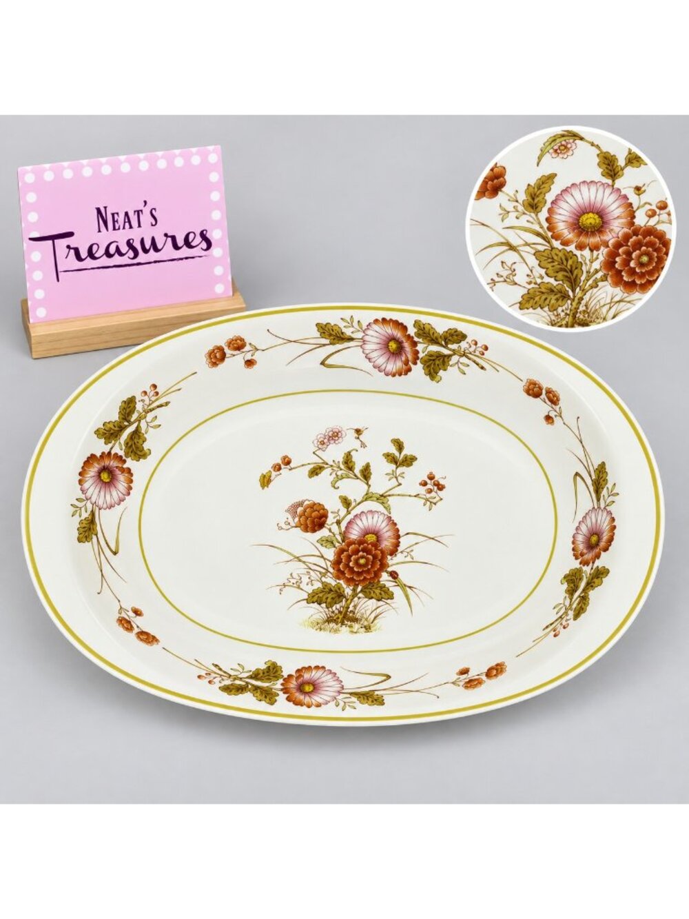 80's Noritake Versatone HOFGARTEN Rust Flowers Hummingbird Oval Vegetable Bowl